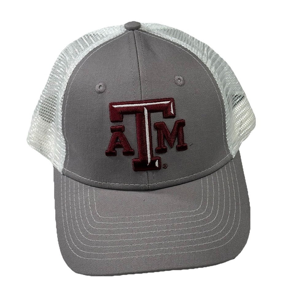 Texas A&M Aggies Trucker Logo Cap Adjustable Snapback Gray White C.C. Creations
